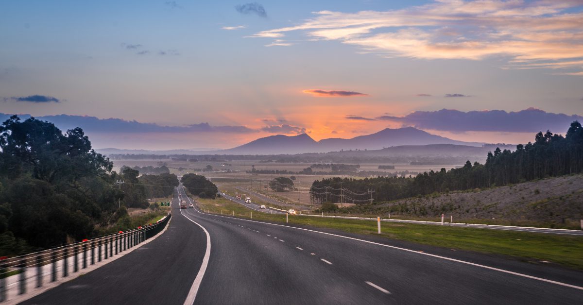 Australian highway at sunset